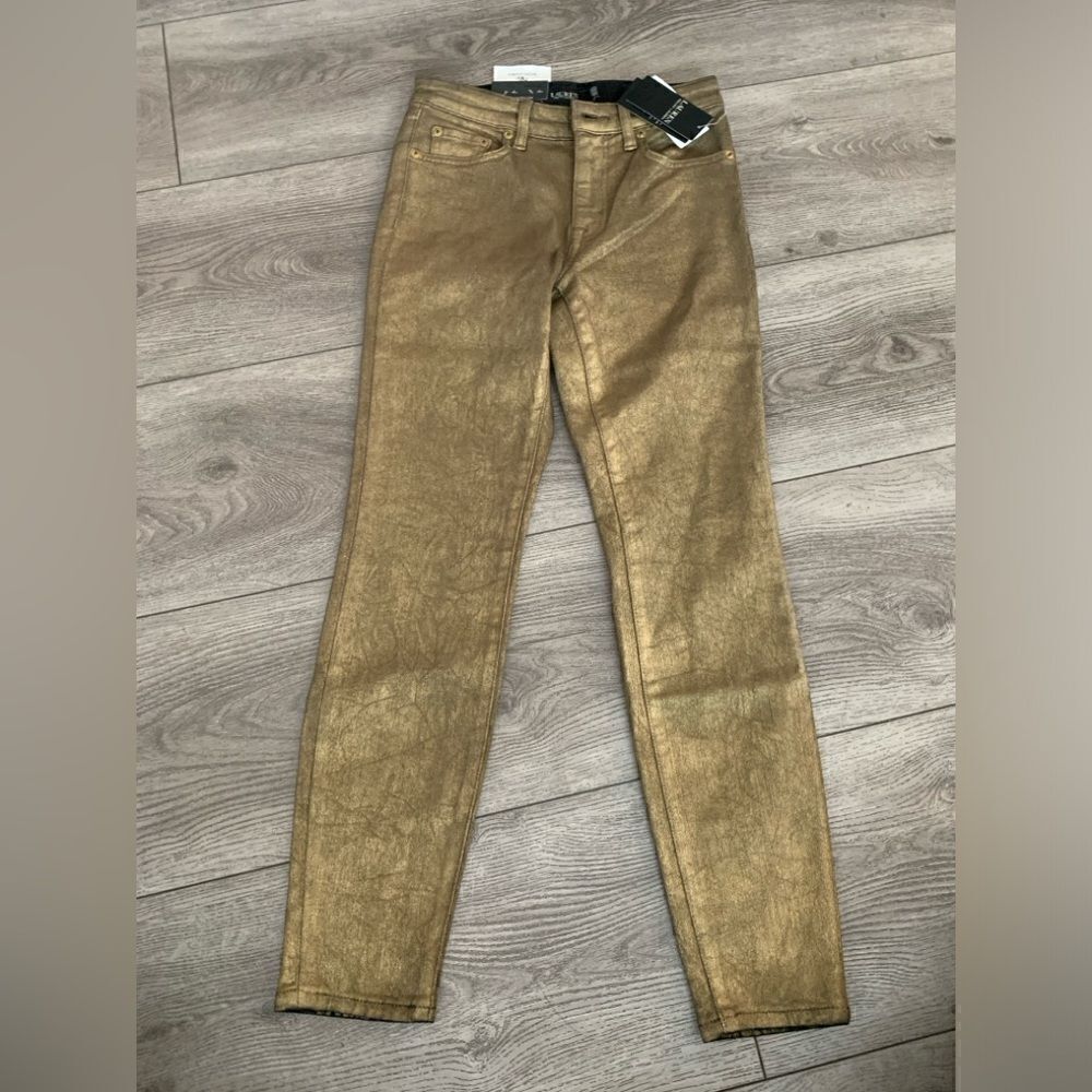 Ralph Lauren woman’s gold high rise skinny ankle super stretch